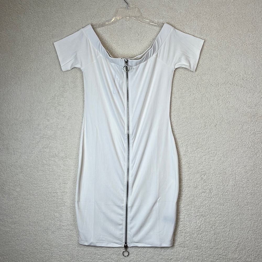 NWT Soncy Womens Off Shoulder Dress with Double Zipper SIZE L LARGE
